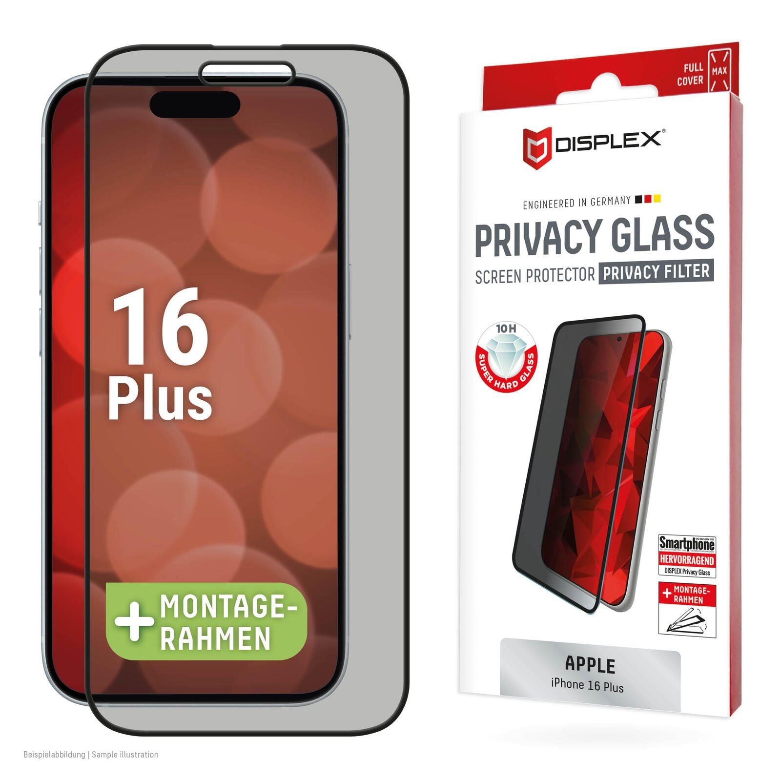 DISPLEX Privacy Full Cover Panzerglas (10H) für Apple iPhone 16 Plus DISPLEX Privacy Full Cover Panzerglas (10H) für Apple iPhone 16 Plus